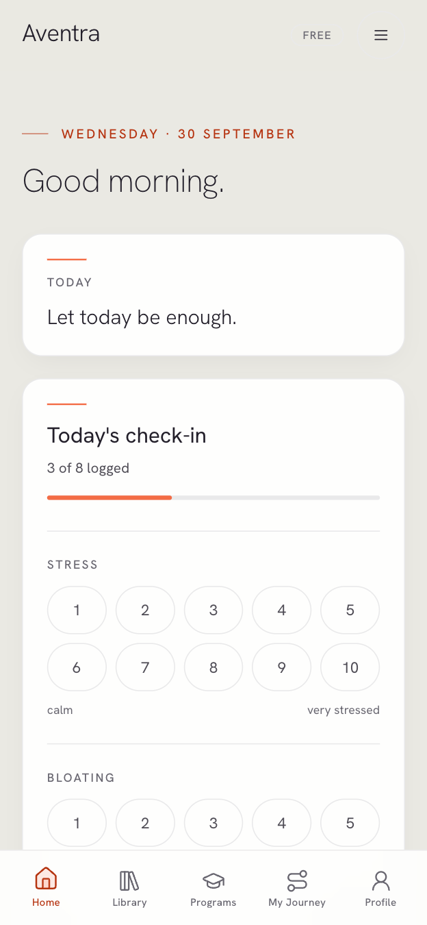 Home, with the daily check-in